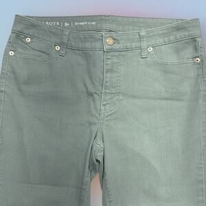 TALBOTS Women's 8P Straight Crop Jeans in Green